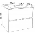 Бял PVC шкаф за баня 60см с мивка в бежово, мат 45х59х55 см